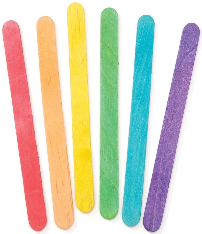 KTOJOY 200 Pcs Colored Wooden Craft Sticks Wooden Popsicle Colored Craft Sticks 4.5 inch Length Treat Sticks Ice Pop Sticks for DIY Craftsï¼ŒHome Art Projects, Classroom Art Supplies - Image 2